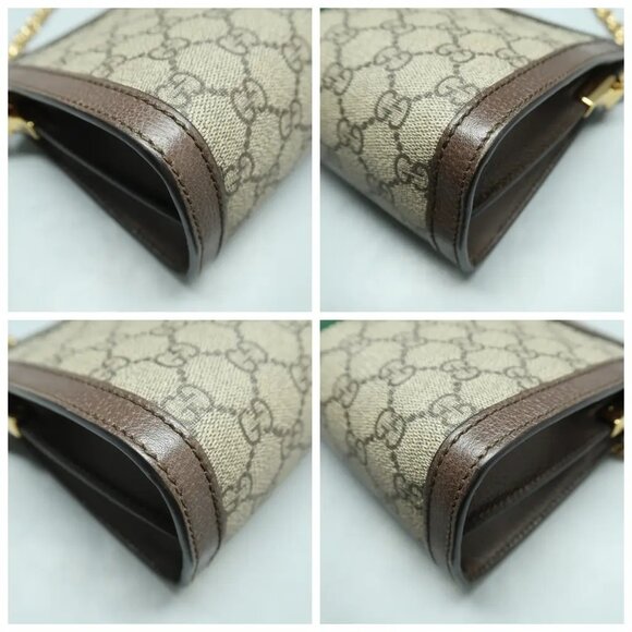 GUCCI Ophidia Chain Small Brown Canvas Shoulder Bag 1126-012225 - Picture 6 of 12
